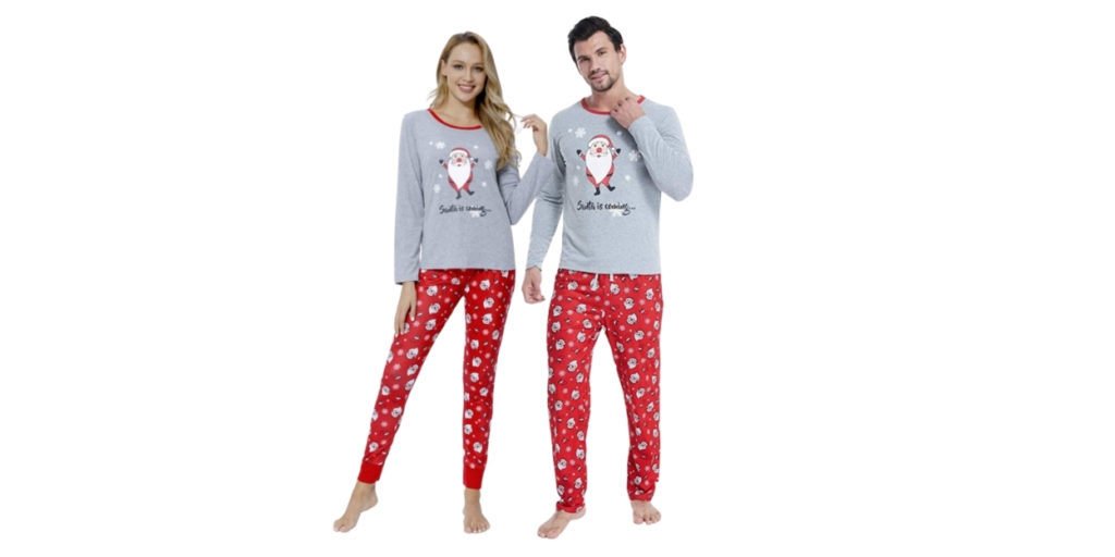 A matching pair of his and her holiday pajamas are a great gift idea. 